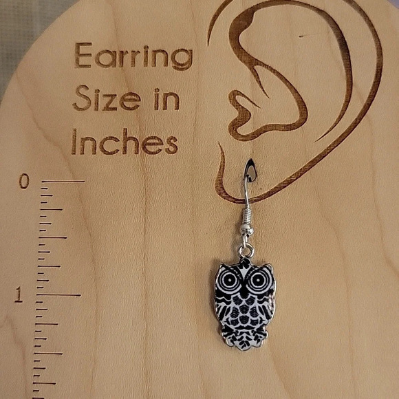 MONOCHROME OWL Drop Earrings - Picture 5 of 7